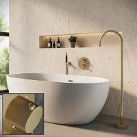 Saniclear Brass Stripes Pro inbouw badkraan rond met vrijstaande uitloop geborsteld messing - mat goud