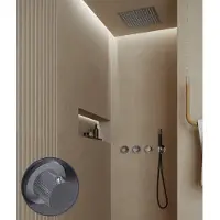 Saniclear Plus Curved Pro inbouw regendouche met inbouw douchekop 30x30cm en staafhanddouche chroom