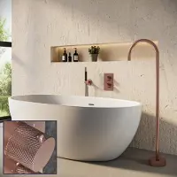 Saniclear Copper Curved Pro inbouw badkraan met vrijstaande uitloop geborsteld koper