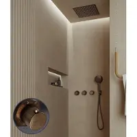 Saniclear Plus Stripes inbouw regendouche met inbouw douchekop 30x30cm en 2 standen handdouche verouderd messing