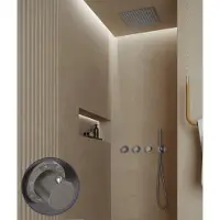 Saniclear Plus Stripes inbouw regendouche met inbouw douchekop 30x30cm en staafhanddouche RVS