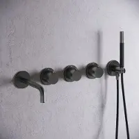 Saniclear Plus Curved Pro inbouw badkraan met 20cm uitloop verouderd ijzer - gunmetal