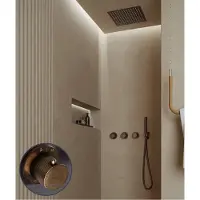 Saniclear Plus Stripes inbouw regendouche met inbouw douchekop 30x30cm en staafhanddouche verouderd messing