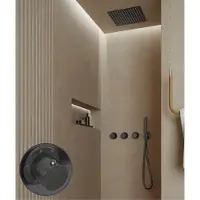 Saniclear Plus Curved inbouw regendouche met inbouw douchekop 30x30cm en staafhanddouche verouderd ijzer - gunmetal