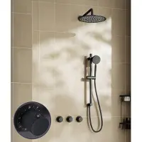 Saniclear Plus Curved inbouw regendouche met 30cm hoofddouche, muurarm en glijstang zwart mat