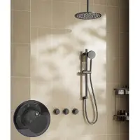 Saniclear Plus Curved inbouw regendouche met 20cm hoofddouche, plafondarm en glijstang verouderd ijzer - gunmetal
