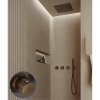 Saniclear Plus Curved inbouw regendouche met inbouw douchekop 30x30cm en staafhanddouche verouderd messing