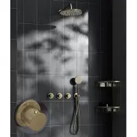 Saniclear Plus Curved inbouw regendouche met 30cm hoofddouche en muurarm geborsteld messing - mat goud