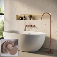 Saniclear Plus Curved Pro inbouw badkraan met vrijstaande uitloop geborsteld koper