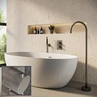 Saniclear Exclusive Curved Pro inbouw badkraan met vrijstaande uitloop RVS