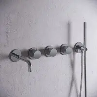 Saniclear Plus Stripes inbouw badkraan met 20cm uitloop en staafhanddouche chroom