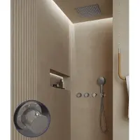 Saniclear Plus Curved inbouw regendouche met inbouw douchekop 30x30cm en 2 standen handdouche RVS