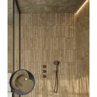 Saniclear Plus Stripes inbouw regendouche met inbouw douchekop 30x30cm geborsteld messing - mat goud