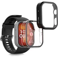 Kwmobile 2x cover geschikt voor Huawei Watch Fit 4 Pro - Fitnesstracker cover van gehard glas en kunststof frame set zwart / transparant