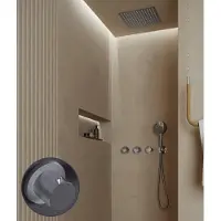 Saniclear Plus Stripes inbouw regendouche met inbouw douchekop 30x30cm en 2 standen handdouche chroom