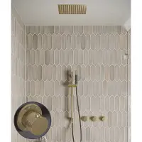 Saniclear Plus Curved Pro inbouw regendouche met inbouw douchekop 30x30cm, glijstang en staafhanddouche geborsteld messing - mat goud