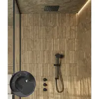 Saniclear Plus Stripes inbouw regendouche met inbouw douchekop 30x30cm en glijstang verouderd ijzer - gunmetal
