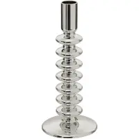 Atmosphera kaarsen kandelaar - decoratief glas - dinerkaarsen - zilver - D9 x H22 cm