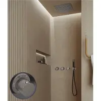 Saniclear Plus Curved Pro inbouw regendouche met inbouw douchekop 30x30cm en staafhanddouche RVS