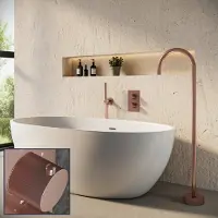 Saniclear Copper Stripes inbouw badkraan met vrijstaande uitloop geborsteld koper