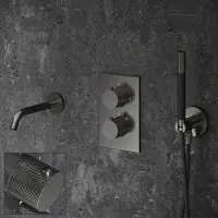Saniclear Iron Curved inbouw badkraan verouderd ijzer - gunmetal