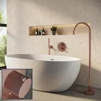 Saniclear Copper Stripes inbouw badkraan rond met vrijstaande uitloop geborsteld koper