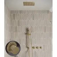 Saniclear Plus Curved inbouw regendouche met inbouw douchekop 30x30cm, glijstang en staafhanddouche geborsteld messing - mat goud