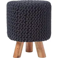 Homescapes gebreide poef, 42 cm hoog, zwart