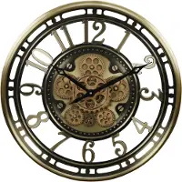 Fresco Wandklok Ø 53,5 cm – Modern Goud – Bewegende Tandwielen – Industrieel & Stil Uurwerk