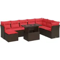 vidaXL 9-delige Loungeset met kussens poly rattan acacia bruin