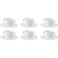 Palmer - White Delight - Soep kop en schotel - Met oor - 6 stuks - 30 cl - Wit - Porselein - Soepkommen