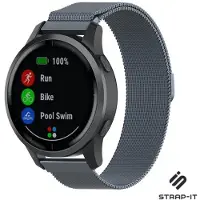 Strap-it Milanees Smartwatch bandje - Geschikt voor Garmin Vivoactive 4 Milanese band - 45mm - space grey - Horlogeband / Polsband / Armband
