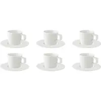 Palmer - White Delight - Koffie kop en schotel - 6 stuks - 18 cl - Wit - Porselein - Koffiekopjes