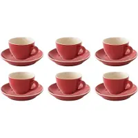Palmer - Colors - Cappuccino kop en schotel - 2 stuks - 18 cl - Rood - Porselein - Koffiekopjes