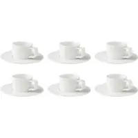 Palmer - White Delight - Espresso kop en schotel - 6 stuks - 7 cl - Wit - Porselein - Koffiekopjes
