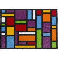Cleanwalk Multicolor Carre - Schoonloopmat - 50x70 cm - Blokken - Wasbaar - 8 mm hoog
