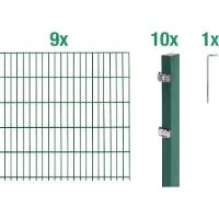 Alberts 646394 dubbelstaafmat hekwerk als 20-delige complete hekwerkset, groen, hoogte 80 cm, lengte 18 m