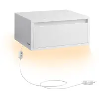 Vasagle Hangend nachtkastje met lade en verstelbare sfeerverlichting, Wolkenwit / 1