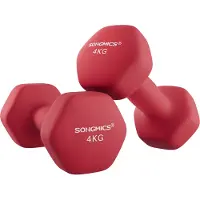 Songmics Hexagon dumbbells voor thuis met neopreen coating, Rood / 2 x 4 kg