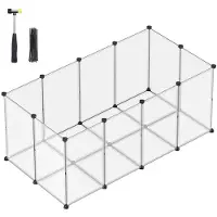 Songmics Buitenverblijf met kunststof vloerpanelen, Wit / 145 x 72 x 57 cm