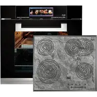 Kaiser Inbouwoven - - EH 6344 - Inbouwoven 60 cm - Zwart glas- 79 l - Air fryer- TFT - automatische braadfunctie + Glaskeramische kookplaat - KCT 6715 F Era