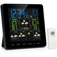 Silvergear Weerstation Draadloos voor Binnen en Buiten - Hygrometer Digitaal - Vochtmeter - Thermometer - Met Buitensensor en Wifi - Zwart -