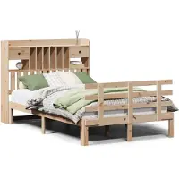 vidaXL Bed met boekenkast zonder matras massief grenenhout 135x190 cm