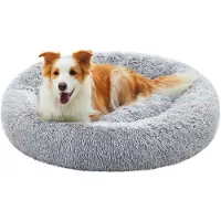 OEM Zacht hondenbed, wasbaar, diameter 90 cm, grijs, pluche