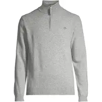 Gant Heren Trui van zeer fijne schapenwol met grijze halve rits (XL), Casual, Grijs 87213
