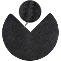 Fluffy Chenille badmat voor hoekdouches met antislip onderkant (Rond | Binnenmaat 45 x 45 cm, Antraciet)