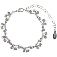 Behave – Armband – Zilverkleurig – Lichtblauw En Amberbruine Kristallen – Nikkelvrij