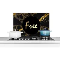 KitchenYeah Spatscherm keuken 70x50 cm - Kookplaat achterwand Quotes - Vrij - Goud - Marmer print - Muurbeschermer - Spatwand fornuis - Hoogwaardig aluminium