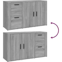 vidaXL Dressoir 100x33x59,5 cm Grijs Sonoma Eiken Dressoir - Kast - Houten Kast - Grijze Kast - Salontafel