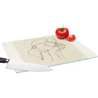KitchenYeah Glazen Snijplank - 39x28 - Vrouw - Line art - Quotes - Tekst - Snijplanken Glas